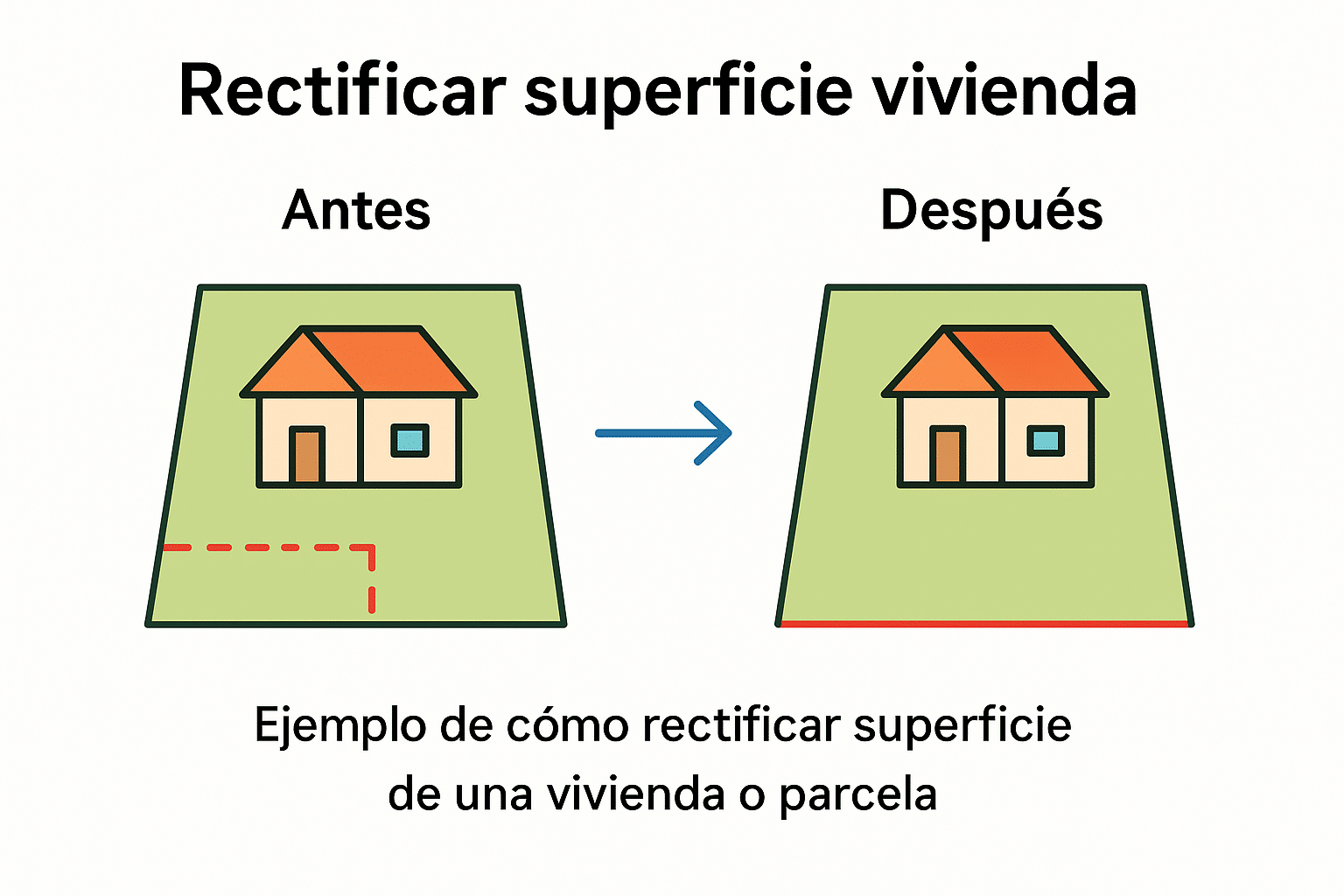Rectificar superficie de vivienda para corregir linderos o descripción de parcela