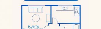Plano de una vivienda dúplex dividida en dos plantas independientes para regularización urbanística