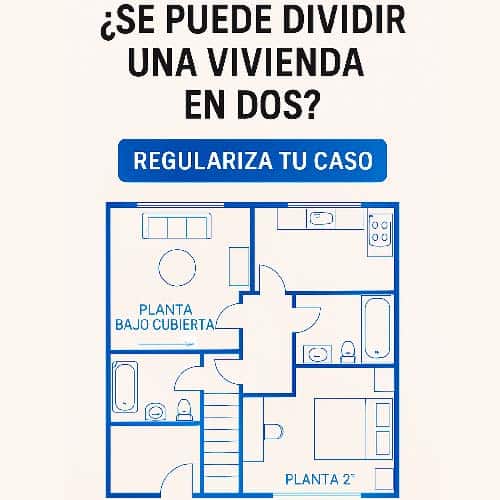 Plano de una vivienda dúplex dividida en dos plantas independientes para regularización urbanística