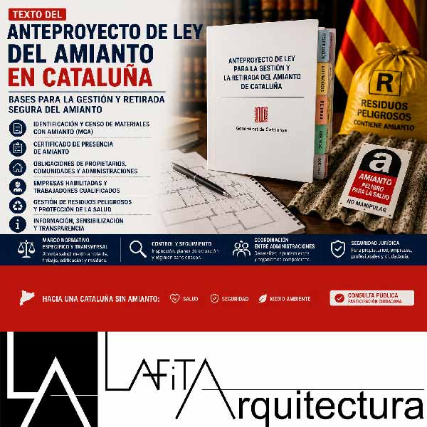 Información pública de la ley del amianto en Cataluña con alegaciones ciudadanas, retirada de uralita y participación administrativa.